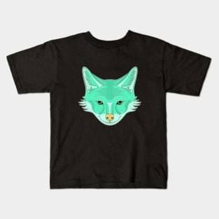 cyan coyote face cartoon Kids T-Shirt